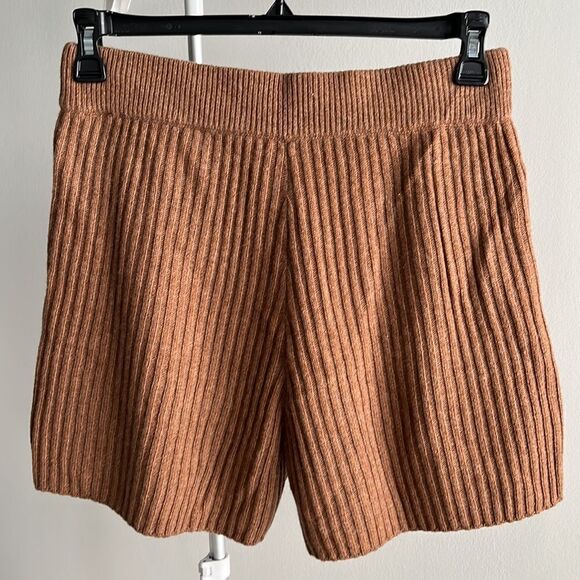 Rag & Bone Ribbed Maxine Merino Wool Shorts Size Large In Camel Tan - Picture 11 of 12